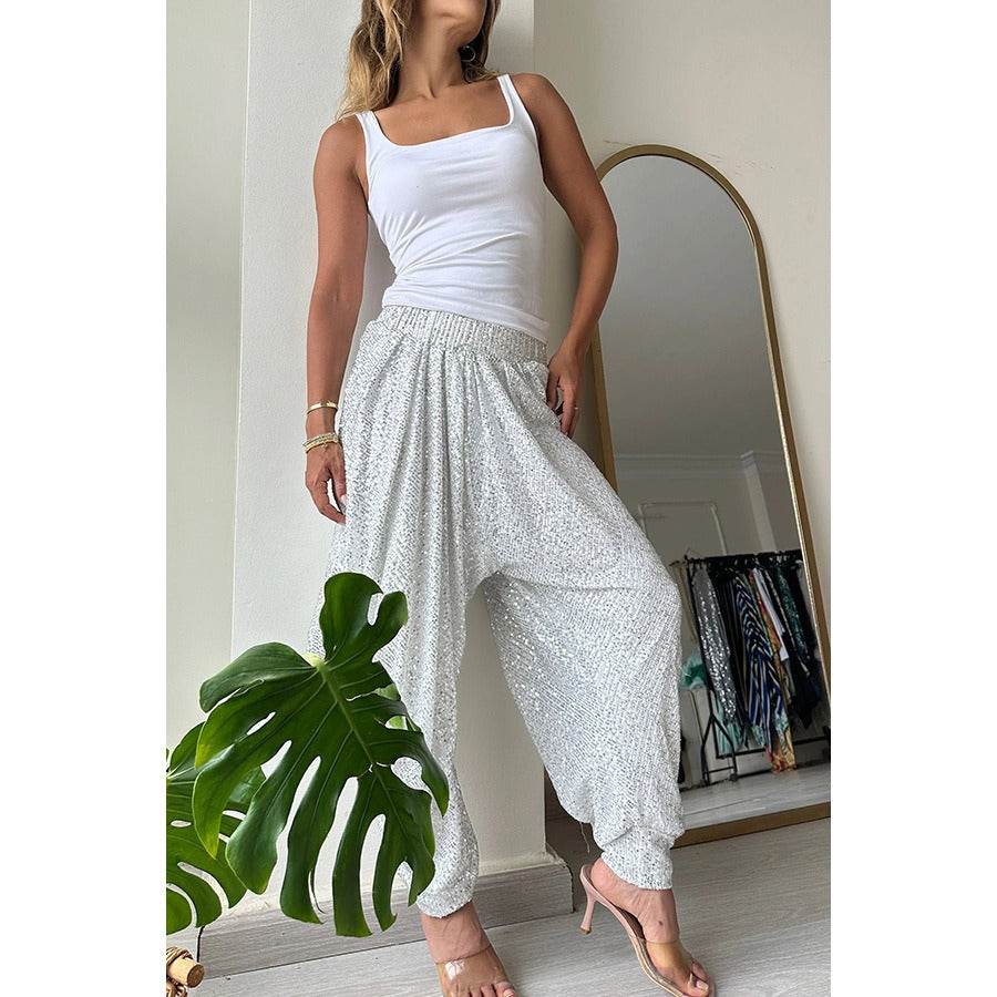 Loose sequin trousers INS elastic waist casual bloomers - IntuitiveEncBoutique
