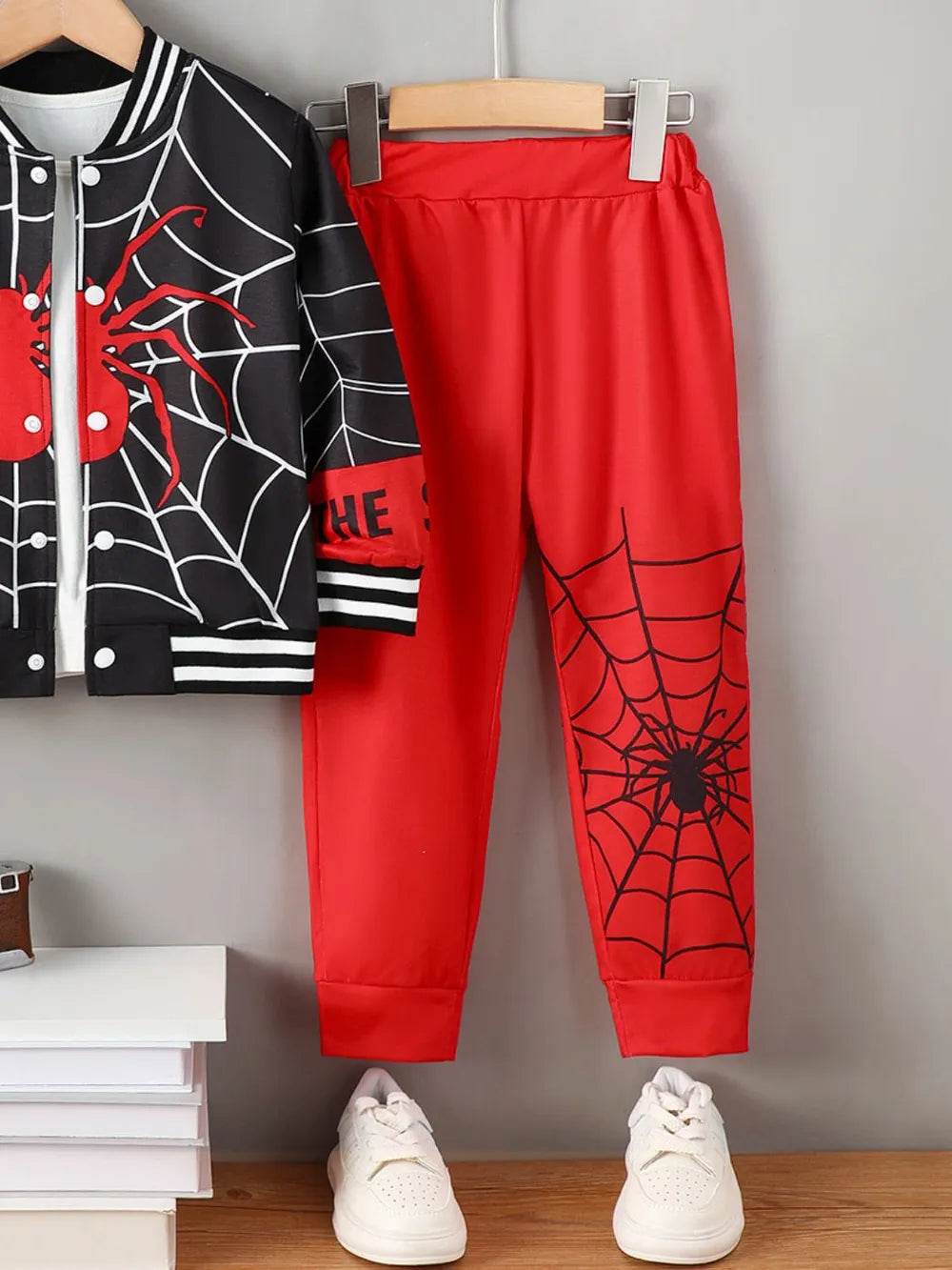 Spider Baseball Collar Top and Pants Set - IntuitiveEncBoutique