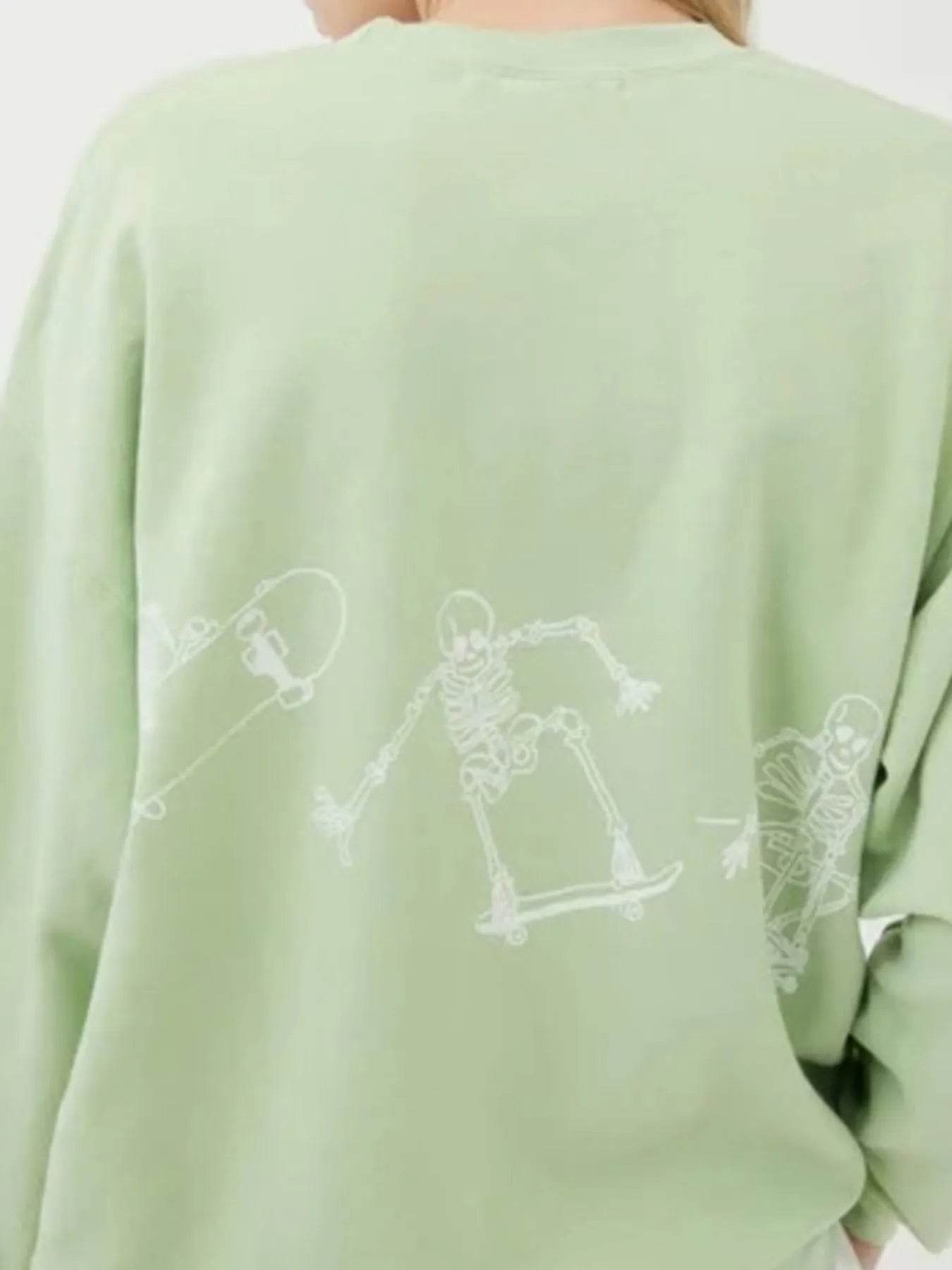 Skeleton Graphic Oversized Sweatshirt - IntuitiveEncBoutique