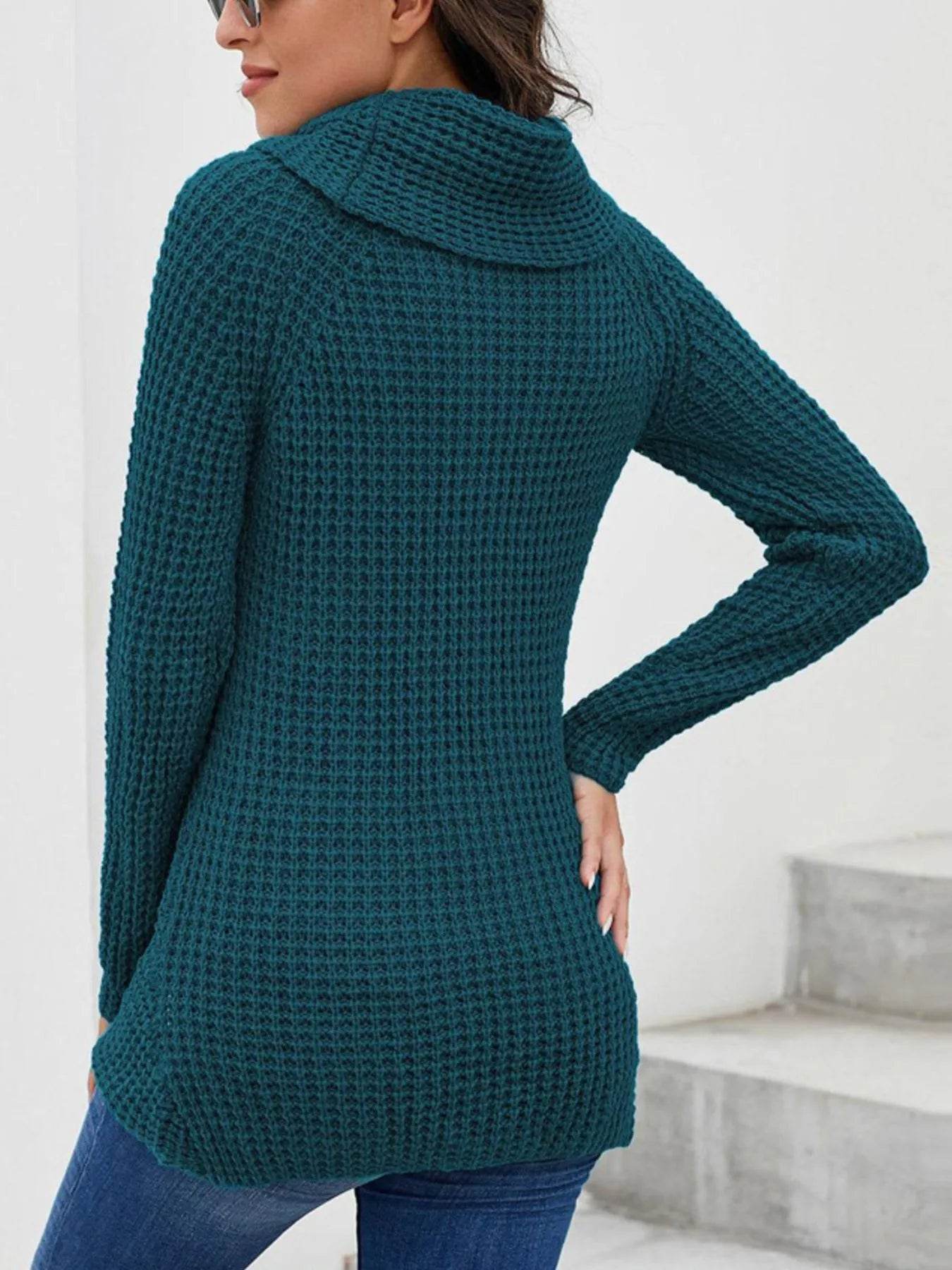 Full Size Texture Turtleneck Long Sleeve Sweater Plus Size - IntuitiveEncBoutique