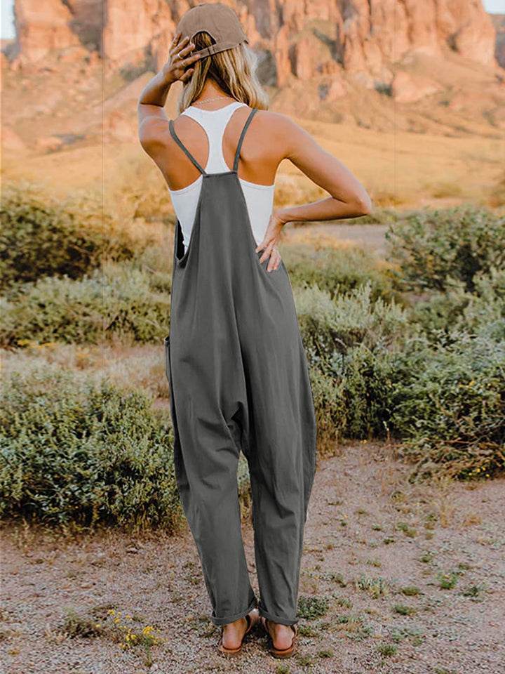 Double Take Full Size Sleeveless V-Neck Pocketed Jumpsuit - IntuitiveEncBoutique