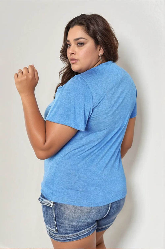 Double Take Ruched V-Neck Short Sleeve T-Shirt - IntuitiveEncBoutique