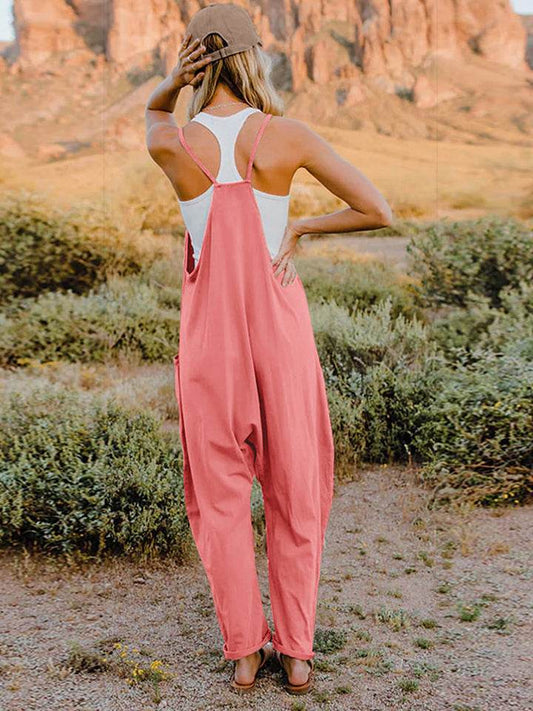 Double Take Full Size Sleeveless V-Neck Pocketed Jumpsuit - IntuitiveEncBoutique