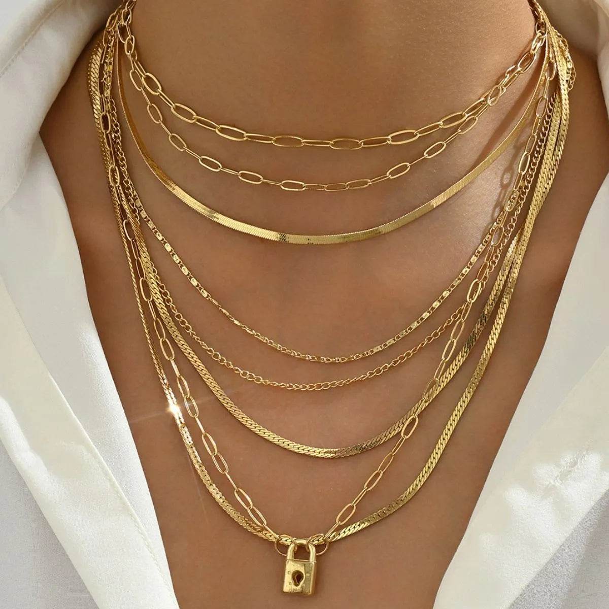 18K Gold-Plated Stainless Steel Multi-Layer Necklace - IntuitiveEncBoutique