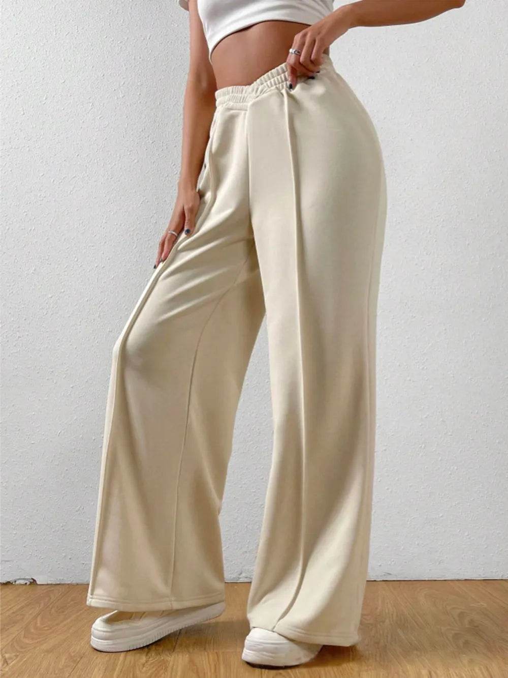 Elastic Waist Wide Leg Pants - IntuitiveEncBoutique