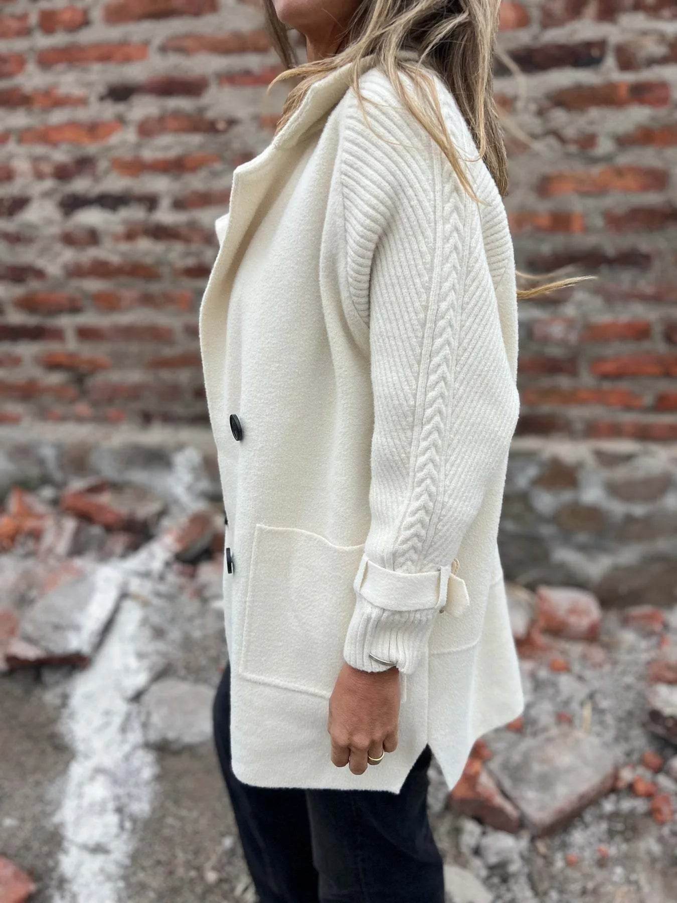 Full Size Texture Knit Longline Coat Plus Size - IntuitiveEncBoutique