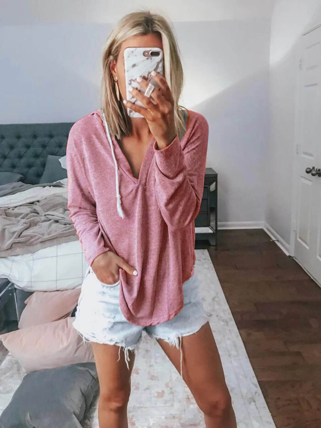 Full Size Drawstring Long Sleeve Hoodie Plus Size - IntuitiveEncBoutique