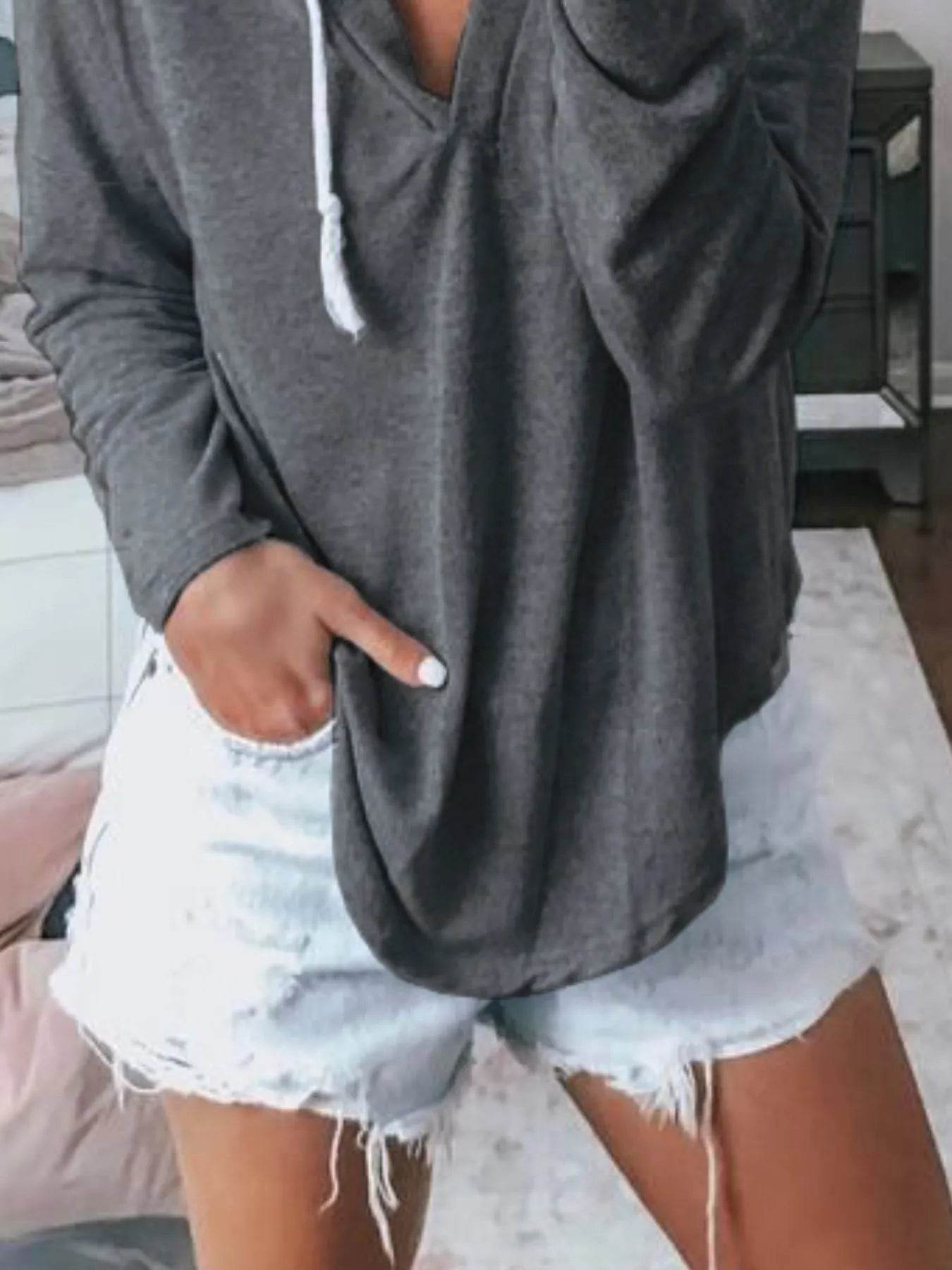 Full Size Drawstring Long Sleeve Hoodie Plus Size - IntuitiveEncBoutique