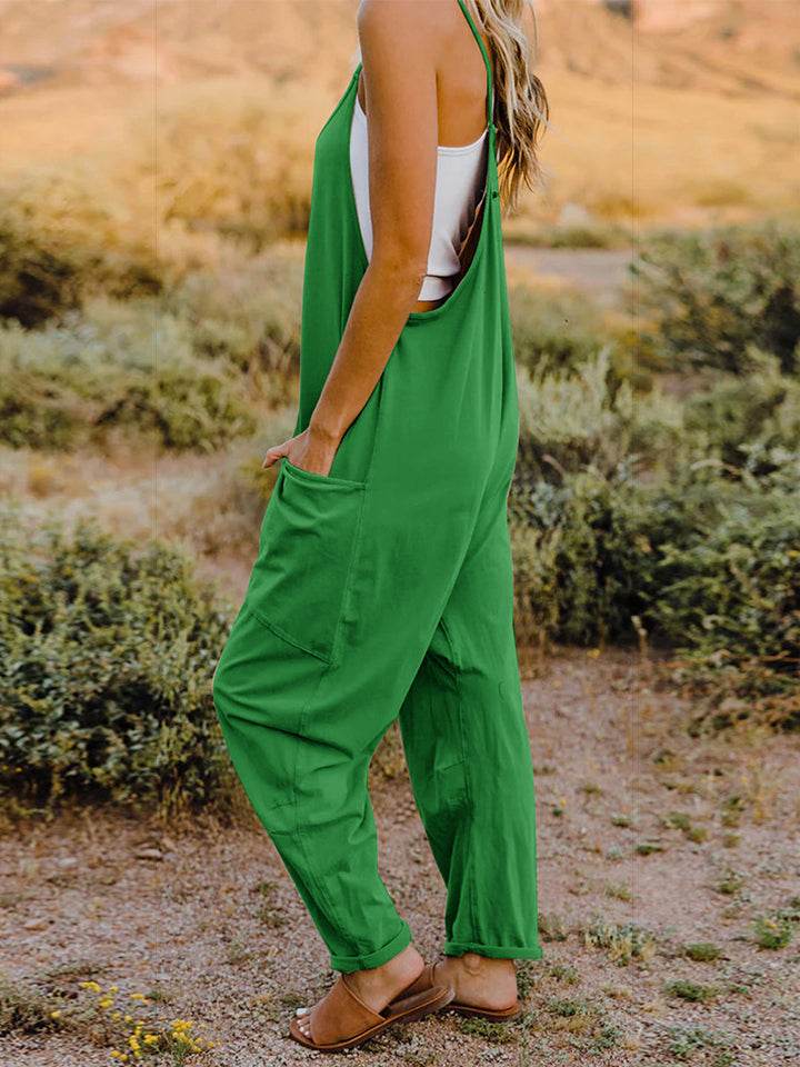 Double Take Full Size Sleeveless V-Neck Pocketed Jumpsuit - IntuitiveEncBoutique