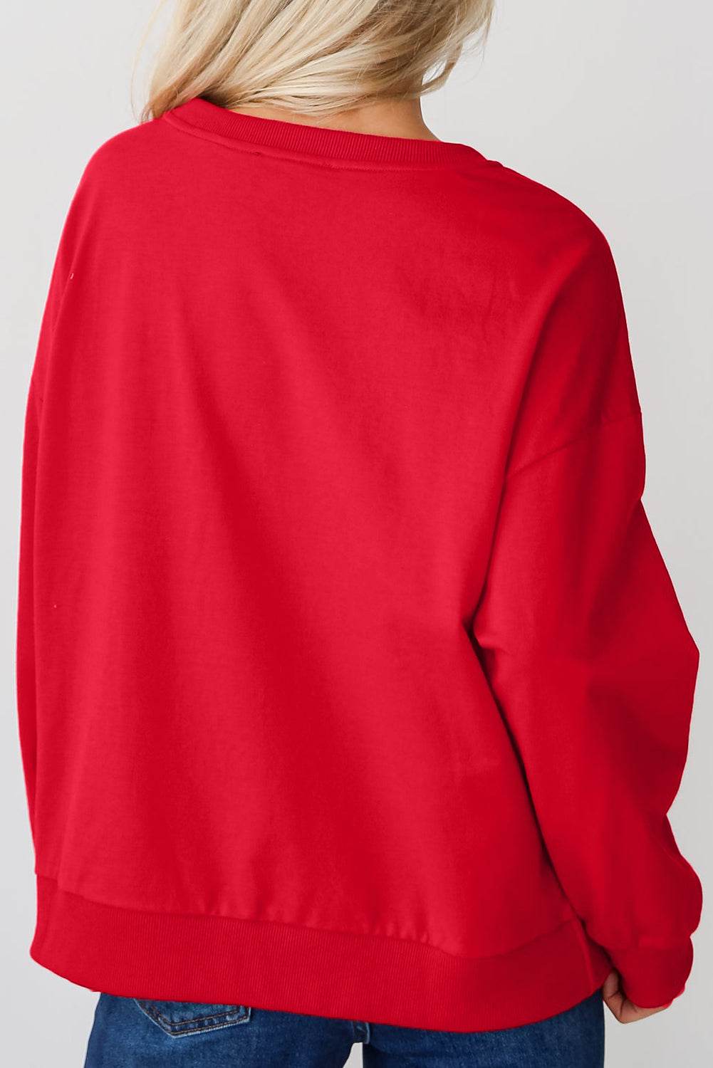 Fiery Red Plus Size Santa Baby Tinsel Crew Neck Sweatshirt - IntuitiveEncBoutique