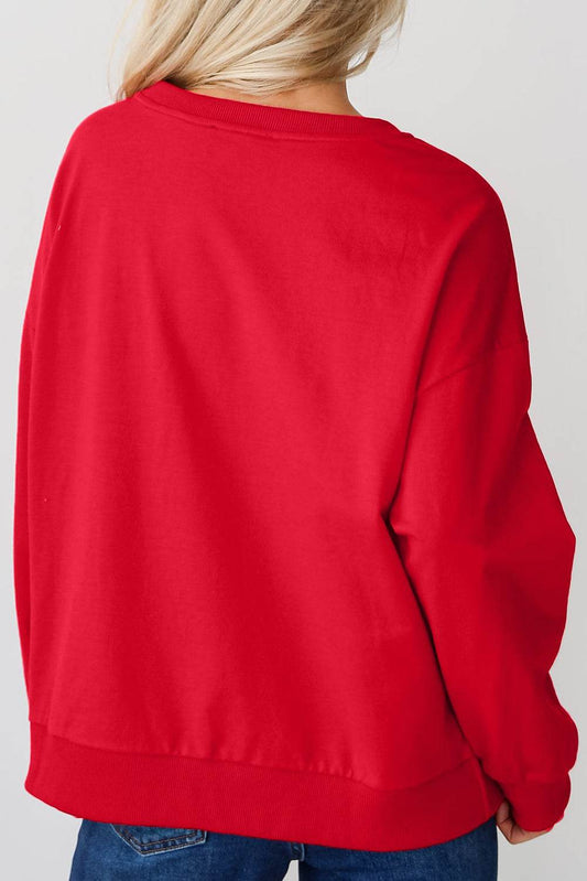 Fiery Red Plus Size Santa Baby Tinsel Crew Neck Sweatshirt - IntuitiveEncBoutique