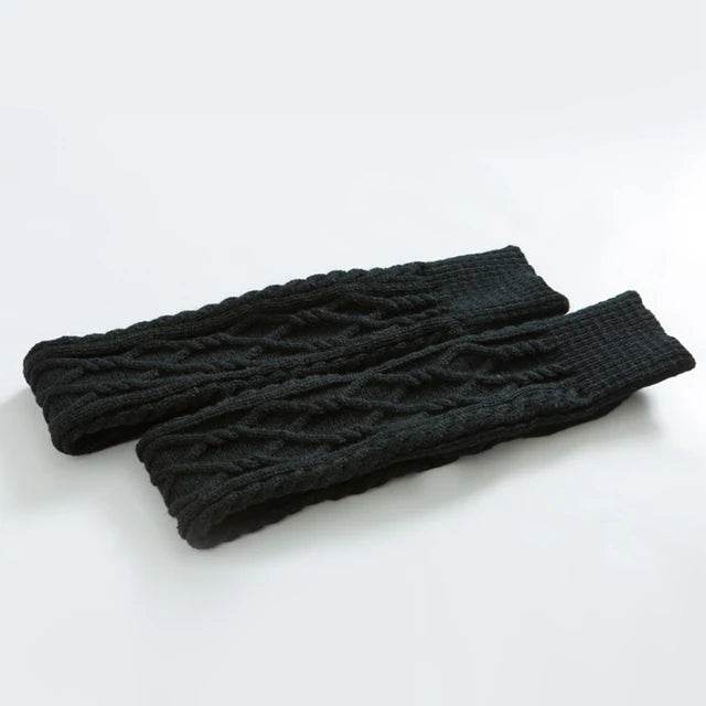 Knitted knee over foot warm leg socks knitted yarn warm knee pads double diamond shaped floor socks - IntuitiveEncBoutique