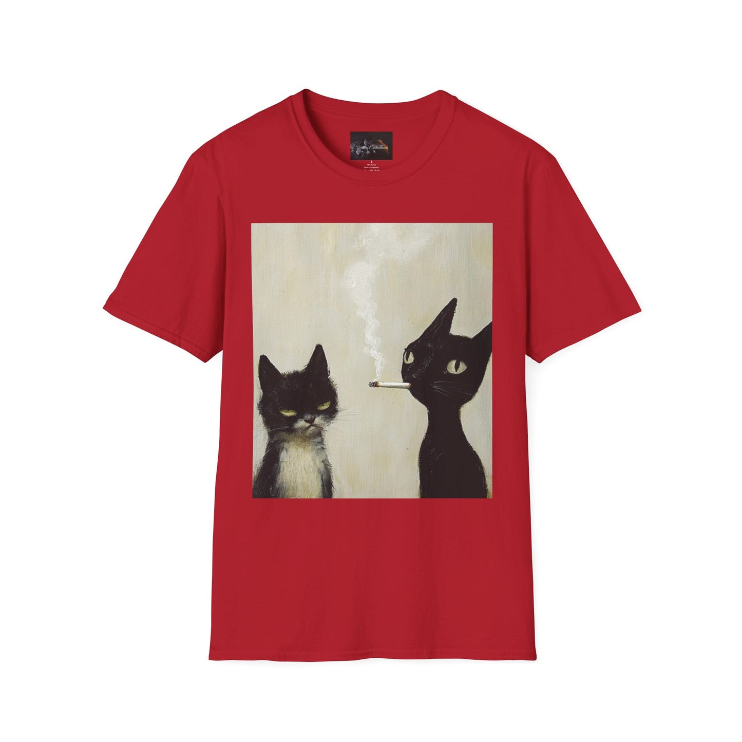 Cool Cat Art Unisex Softstyle T-Shirt, Vintage Cat Illustration, Perfect Gift for Cat Lovers, Casual Streetwear, Unique Pet Tee