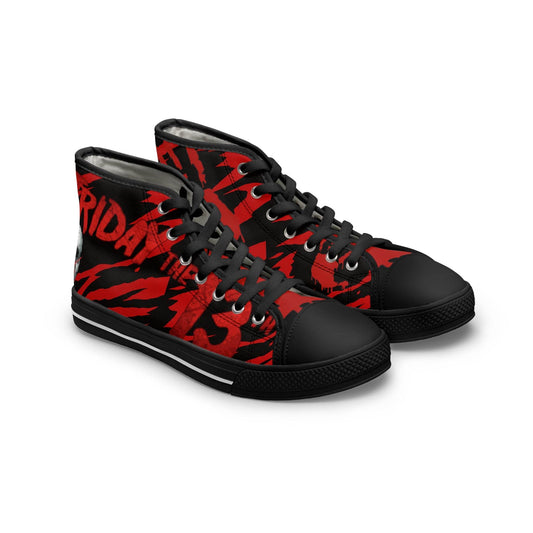 Horror Friday the 13th Sneakers, Scary Halloween Shoes, Creepy High Top Footwear, Gothic Fashion, Spooky Kicks - IntuitiveEncBoutique