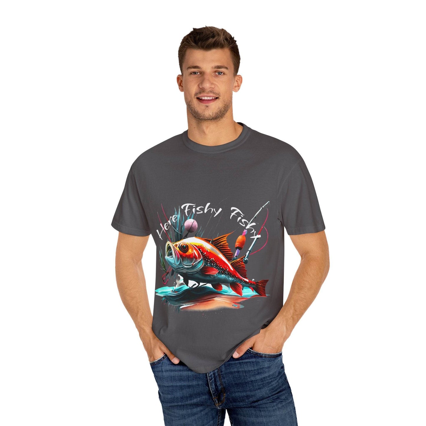 Fishing Themed Unisex Garment-Dyed T-shirt - IntuitiveEncBoutique