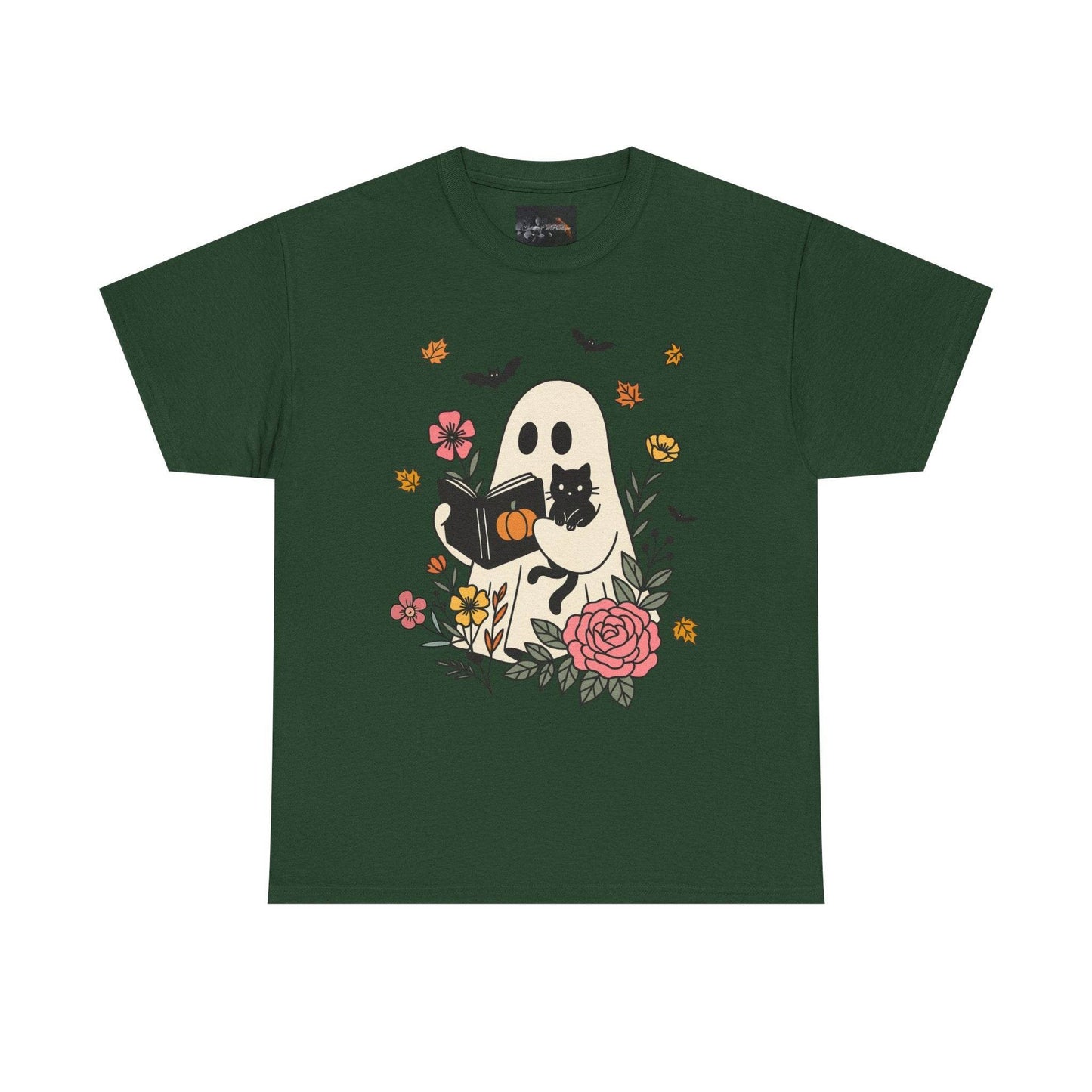 Cute Ghost & Cat Unisex Heavy Cotton Tee - IntuitiveEncBoutique