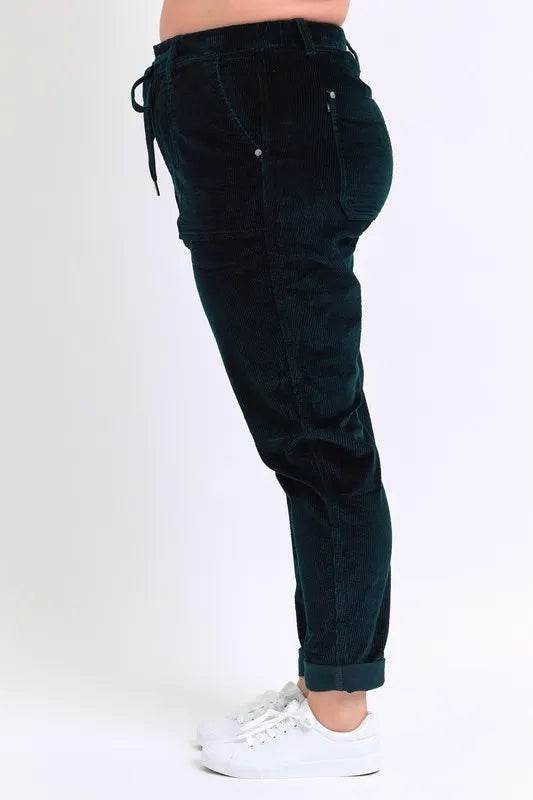Judy Blue Full Size High Waist Corduroy Cuffed Jogger Plus Size - IntuitiveEncBoutique