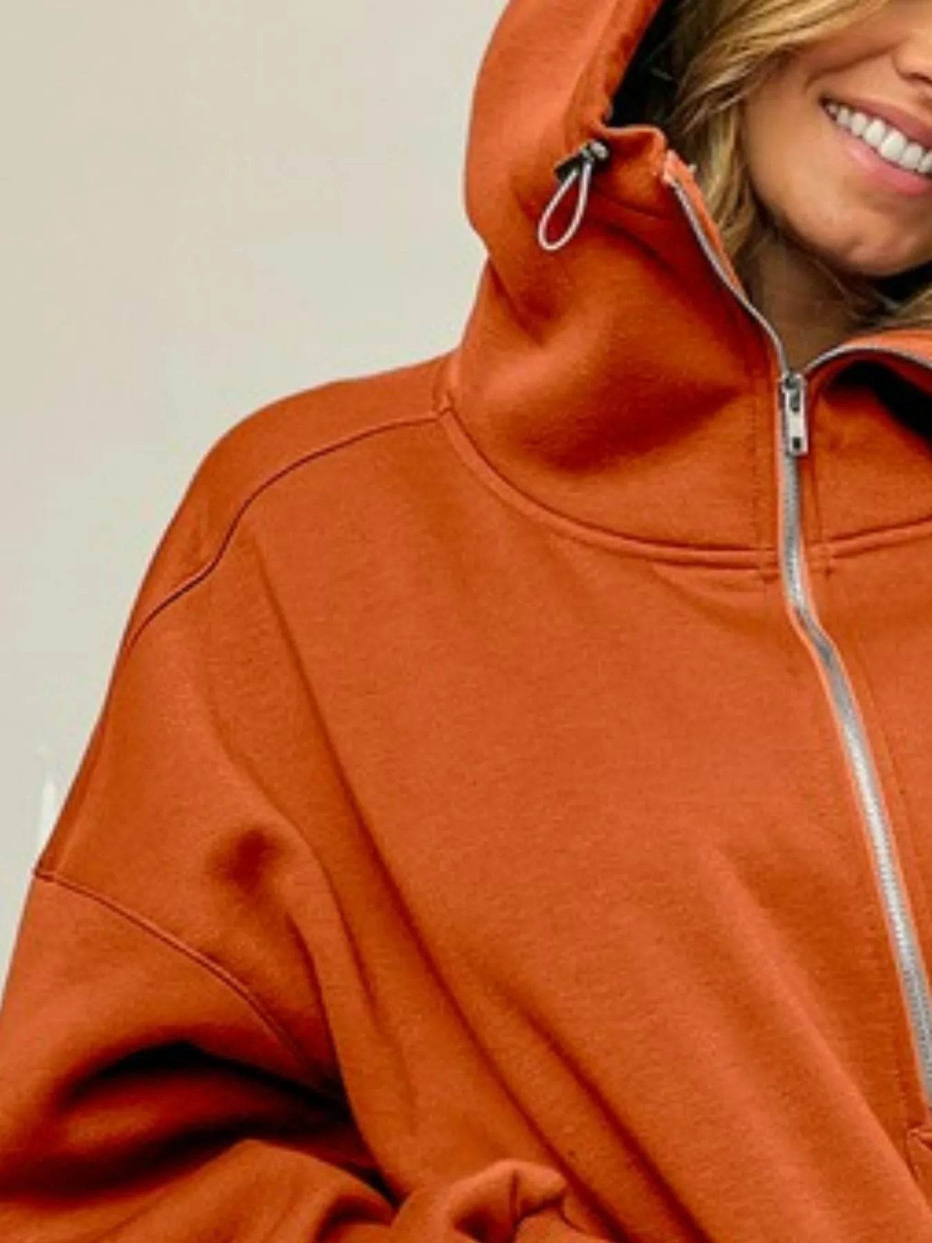 BiBi Half Zip Vintage Washed Fleece Hoodie - IntuitiveEncBoutique