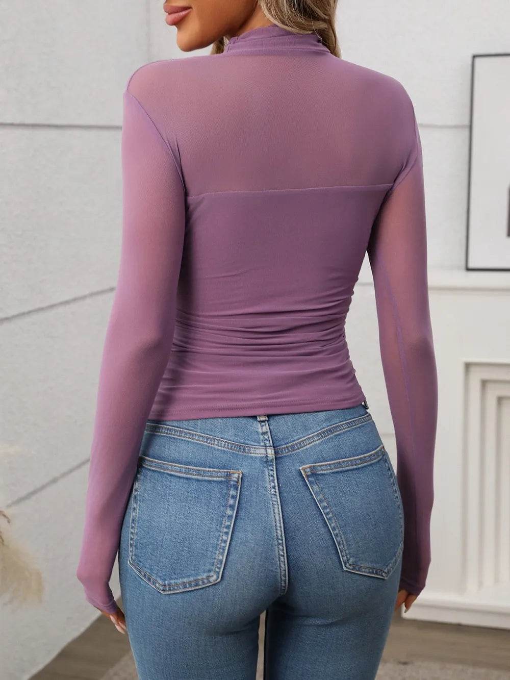 Mock Neck Long Sleeve Top - IntuitiveEncBoutique