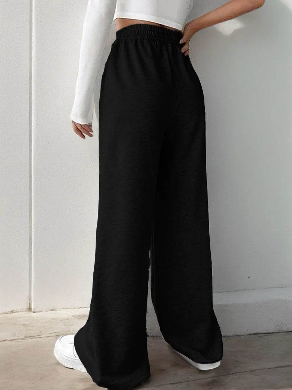 Elastic Waist Wide Leg Pants - IntuitiveEncBoutique