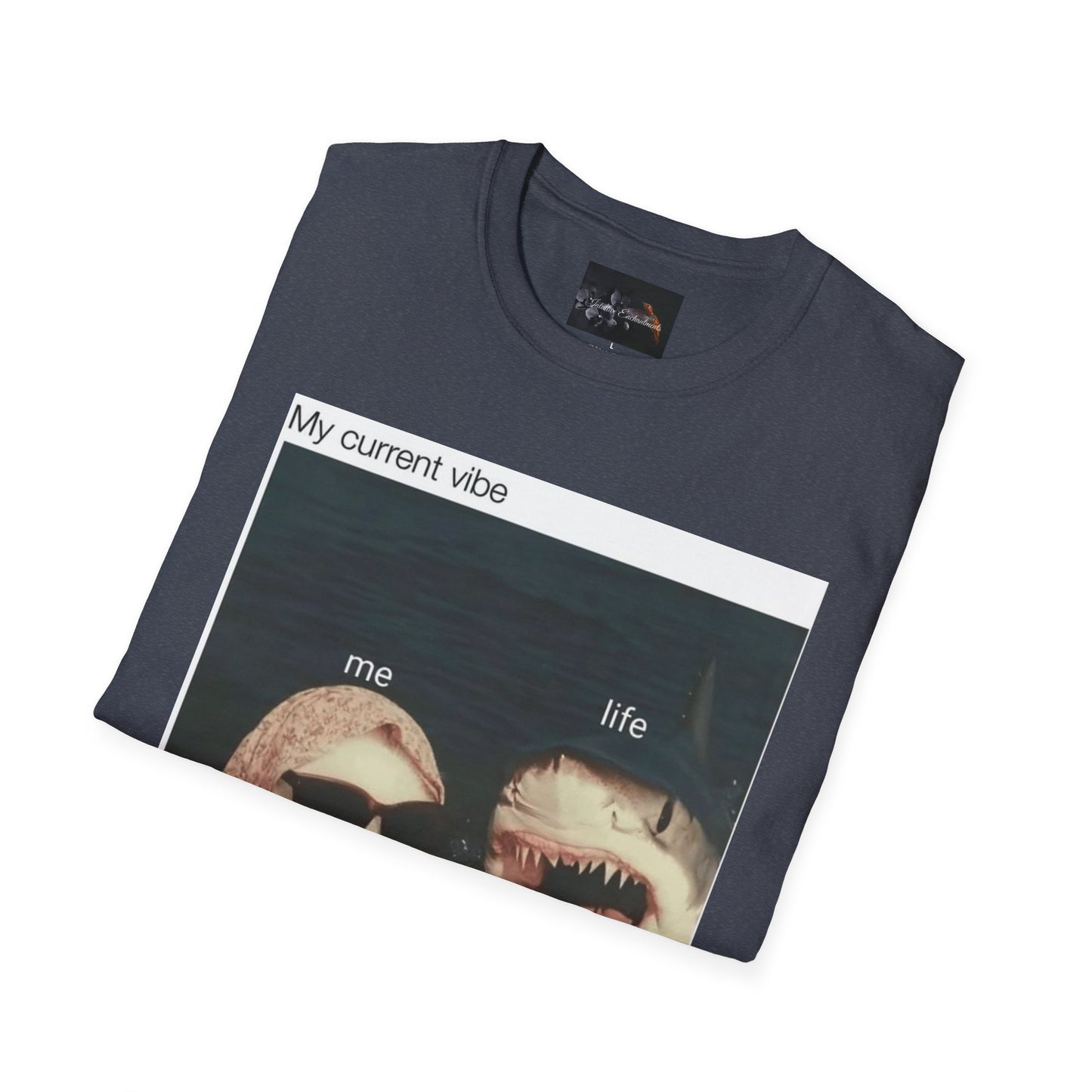 My Current Vibe T-Shirt, Funny Cat Shark Tee for Casual Outings, Unique Gift for Cat Lovers, Summer Style, Chill Vibes