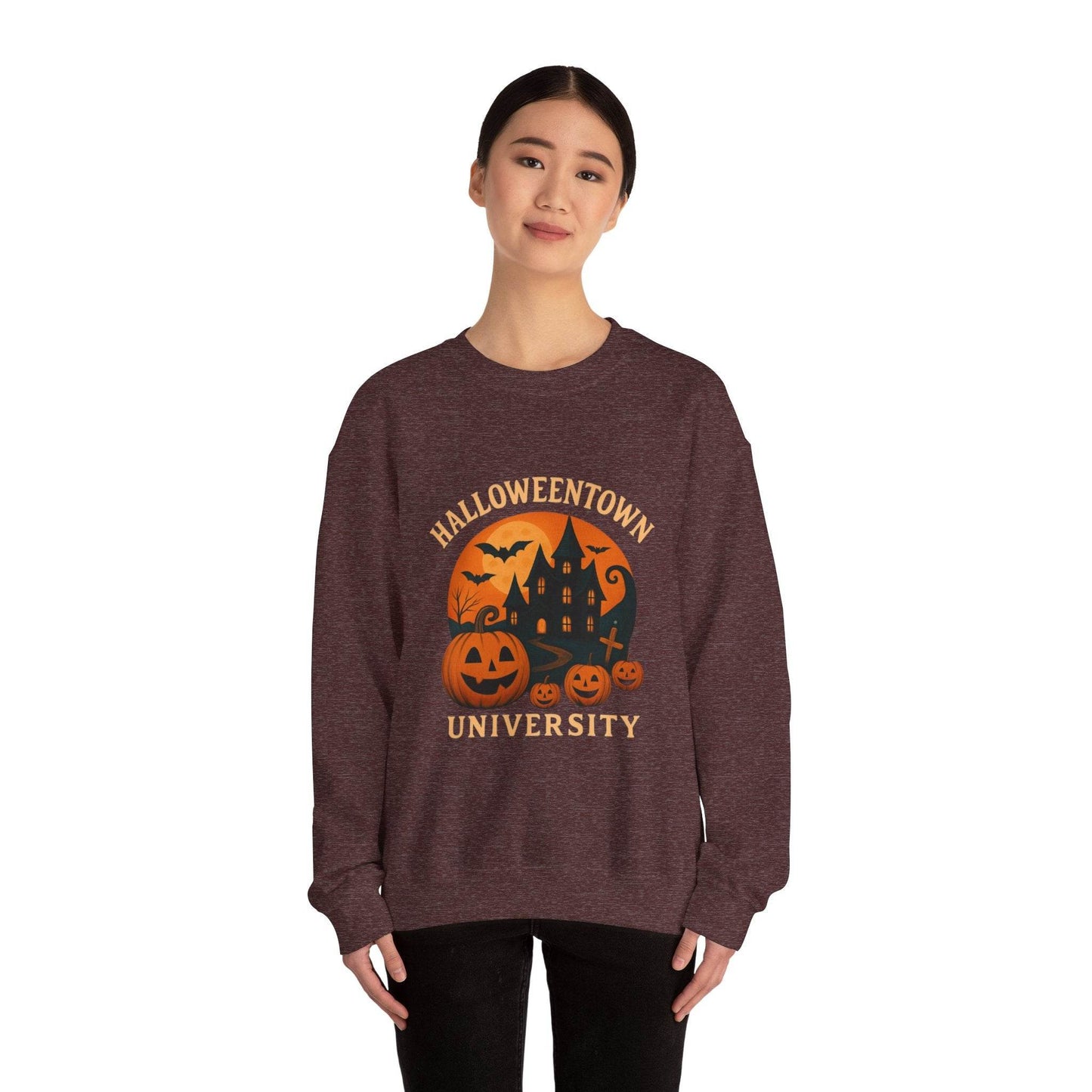 Halloween Town Crewneck Sweatshirt, Cozy Sweatshirt for Fall, Unisex Halloween Apparel, Spooky Season Gift, Halloween University Sweatshirt - IntuitiveEncBoutique