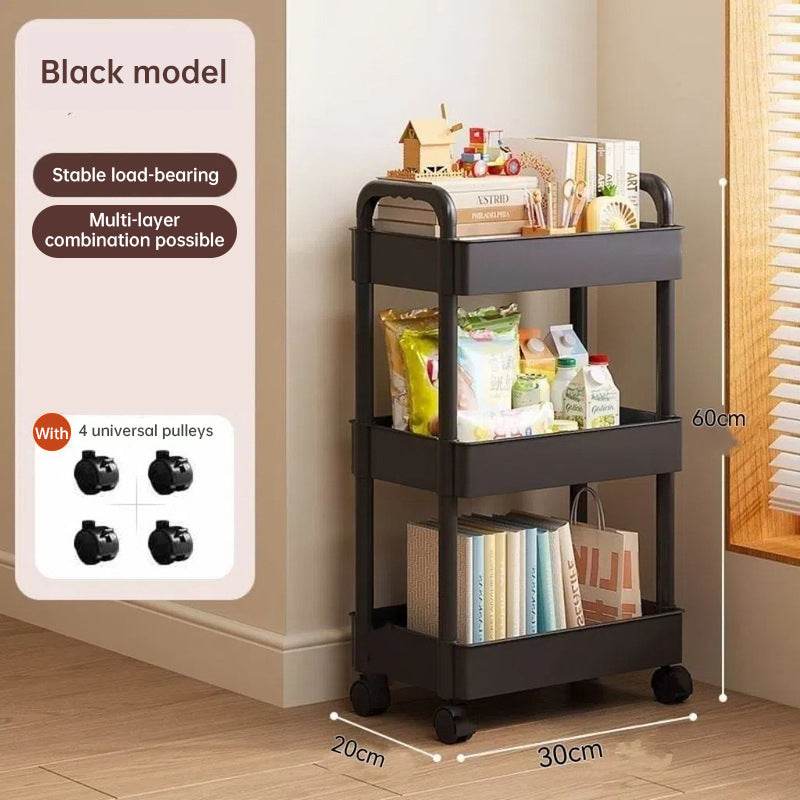 White rolling storage cart. Multifunctional, open shelves for books, ideal for kitchen & bedroom storage - IntuitiveEncBoutique