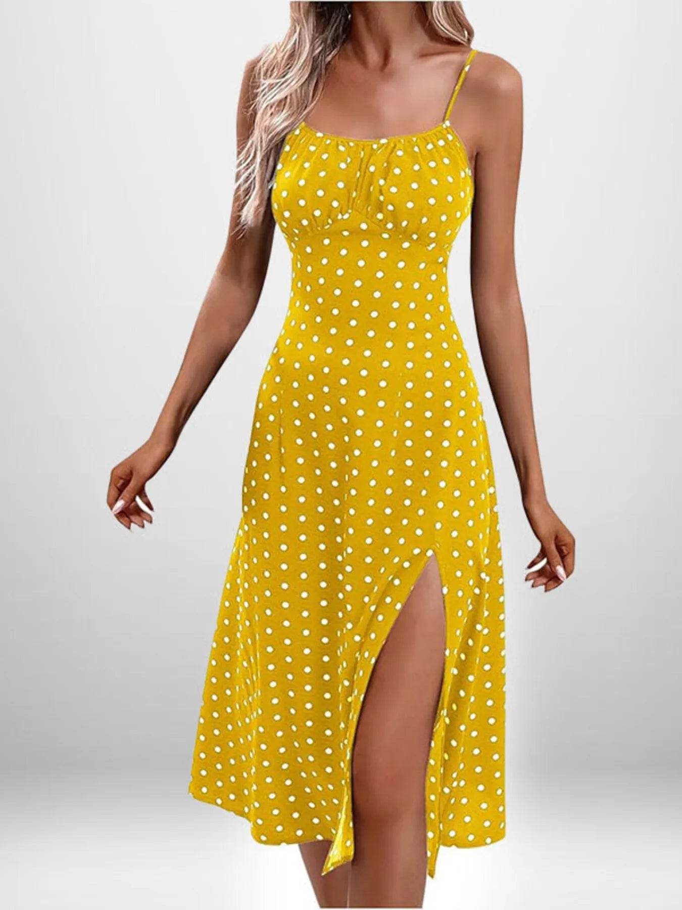 Full Size Slit Printed Cami Midi Dress Plus Size - IntuitiveEncBoutique