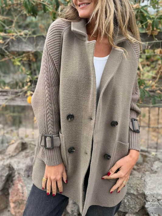 Full Size Texture Knit Longline Coat Plus Size - IntuitiveEncBoutique