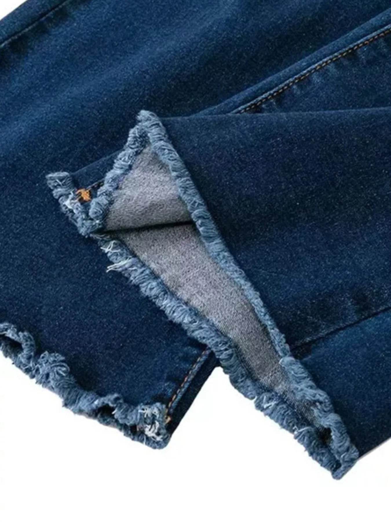 Full Size Distressed Raw Hem Flare Jeans Plus Size - IntuitiveEncBoutique