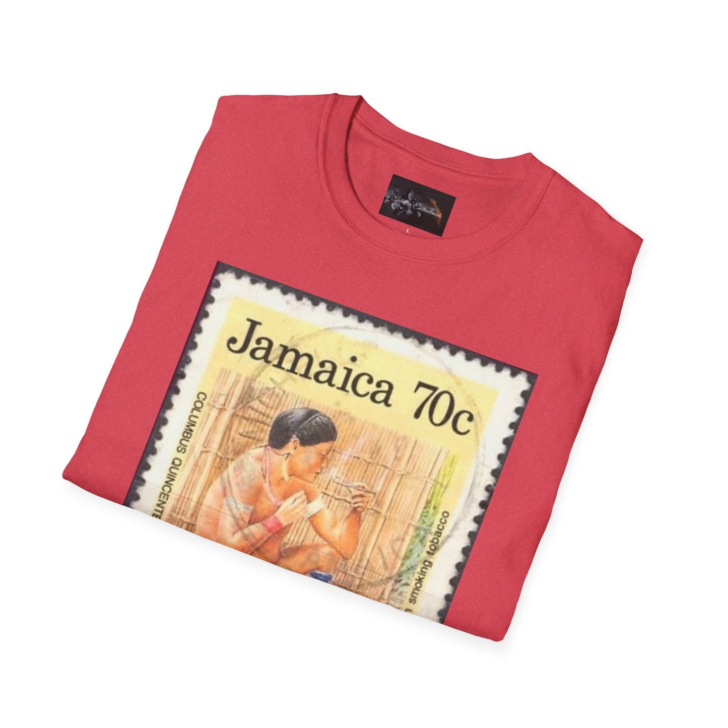Vintage Jamaica Stamp Tee, Softstyle T-Shirt, Unisex Graphic Tee, Bohemian Style Shirt, Travel Lovers Apparel, Cool Gift Idea