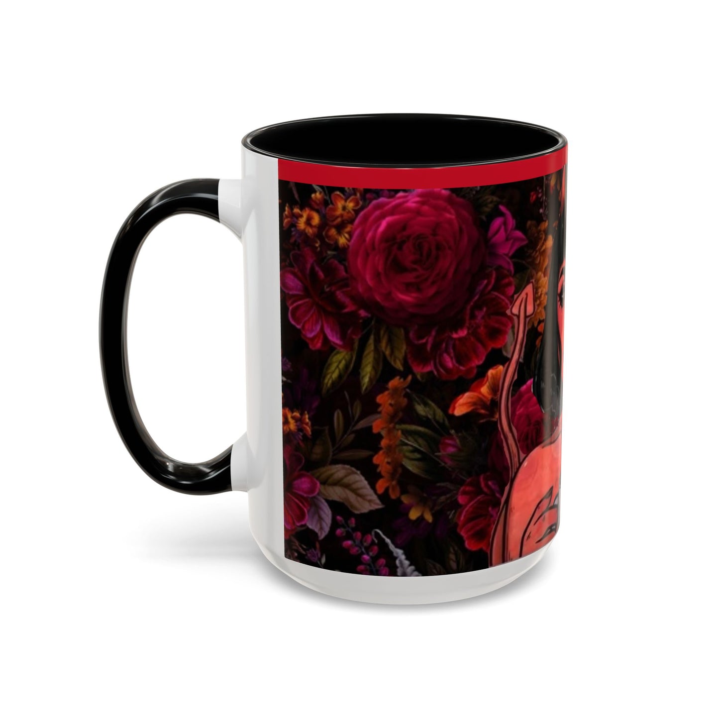 Gothic Floral Accent Coffee Mug - Perfect for Coffee Lovers, Gift for Birthdays, Drama Queen Decor, Unique Art Mug