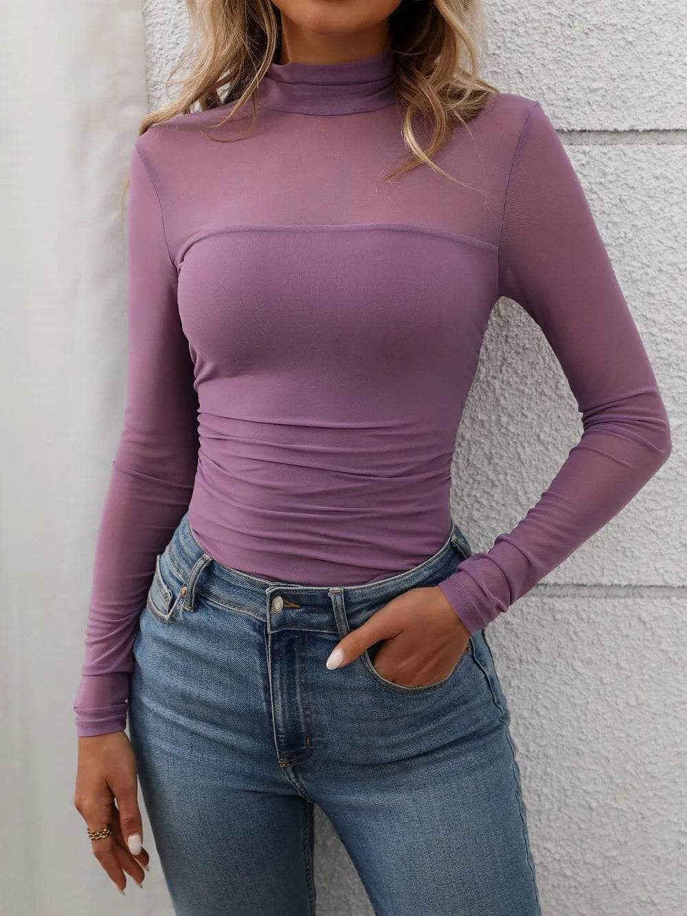 Mock Neck Long Sleeve Top - IntuitiveEncBoutique