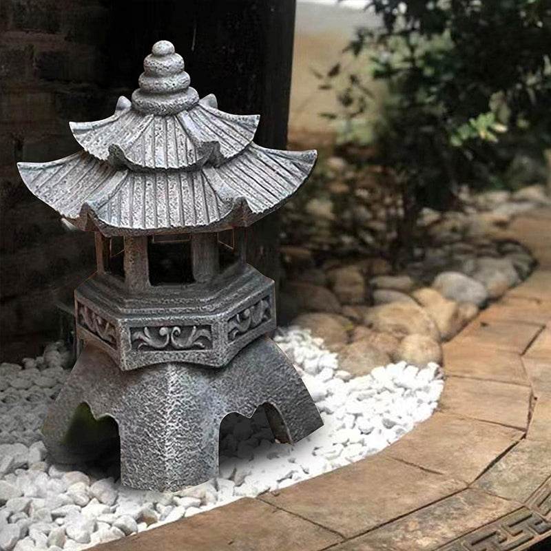 Solar-Powered Zen Garden Decor: Pagoda Lanterns & Statues - IntuitiveEncBoutique