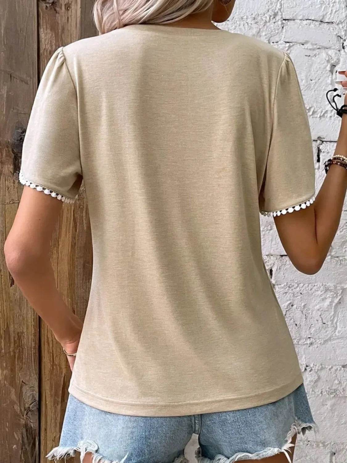 Full Size Round Neck Petal Sleeve Blouse Plus Size - IntuitiveEncBoutique