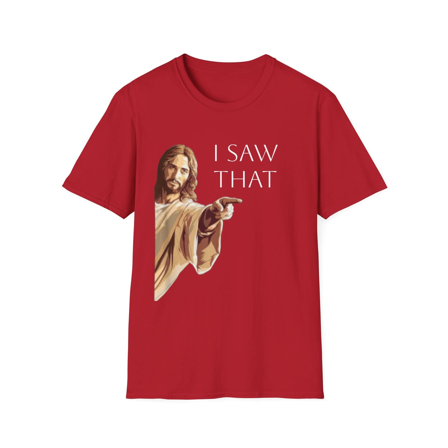 I Saw That Jesus T-Shirt, Funny Christian Tee, Unisex Softstyle Shirt, Faith-Based Apparel, Gift for Believers