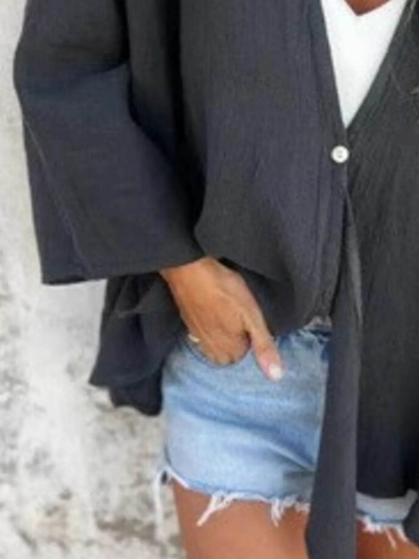 Full Size Oversized Button-Up Cardigan Plus Size - IntuitiveEncBoutique
