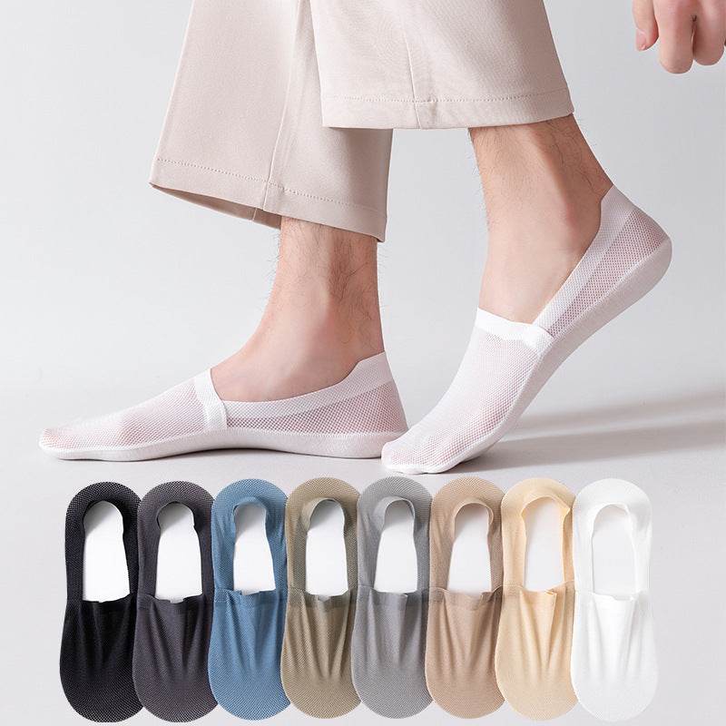 thin breathable mesh boat socks short socks shallow mouth ice silk invisible socks  - IntuitiveEncBoutique