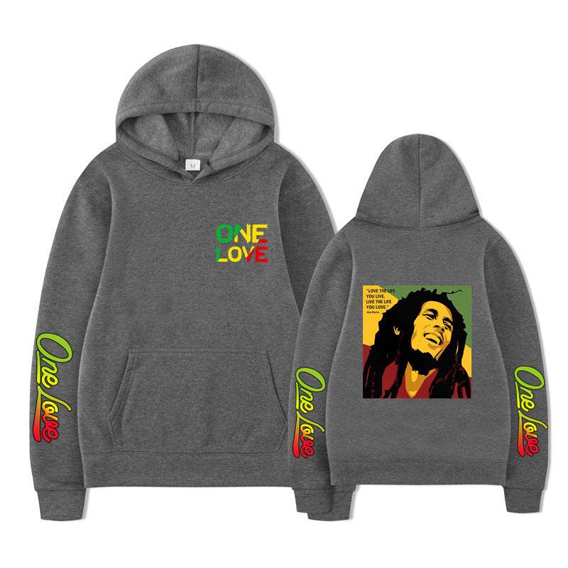 Bob Marley Loose Hooded Sweatshirt for Spring and Autumn - IntuitiveEncBoutique