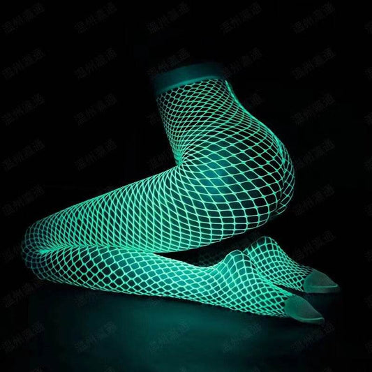 Glow In The Dark Pantyhose Sexy Lingerie With Hollow Mesh Stockings And Fishnet Stockings - IntuitiveEncBoutique