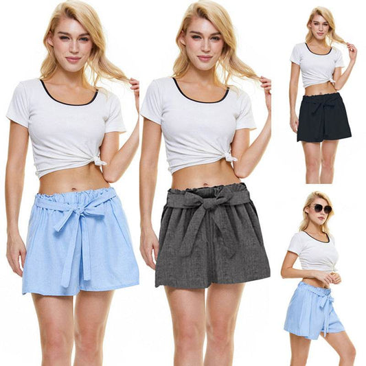 Women's Solid Color Elastic Waist Plus Size Loose Shorts - IntuitiveEncBoutique