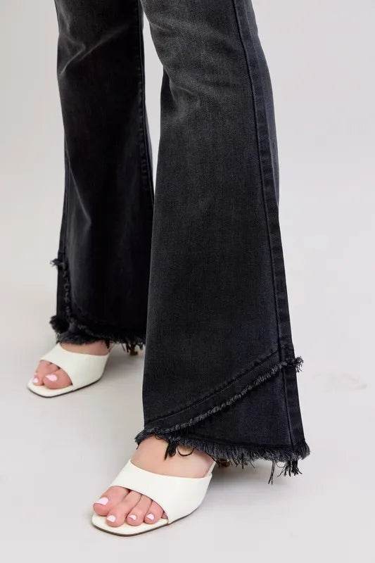 Judy Blue Full Size High Waist Flare W/ Mock Fray Tulip Hem Plus Size - IntuitiveEncBoutique