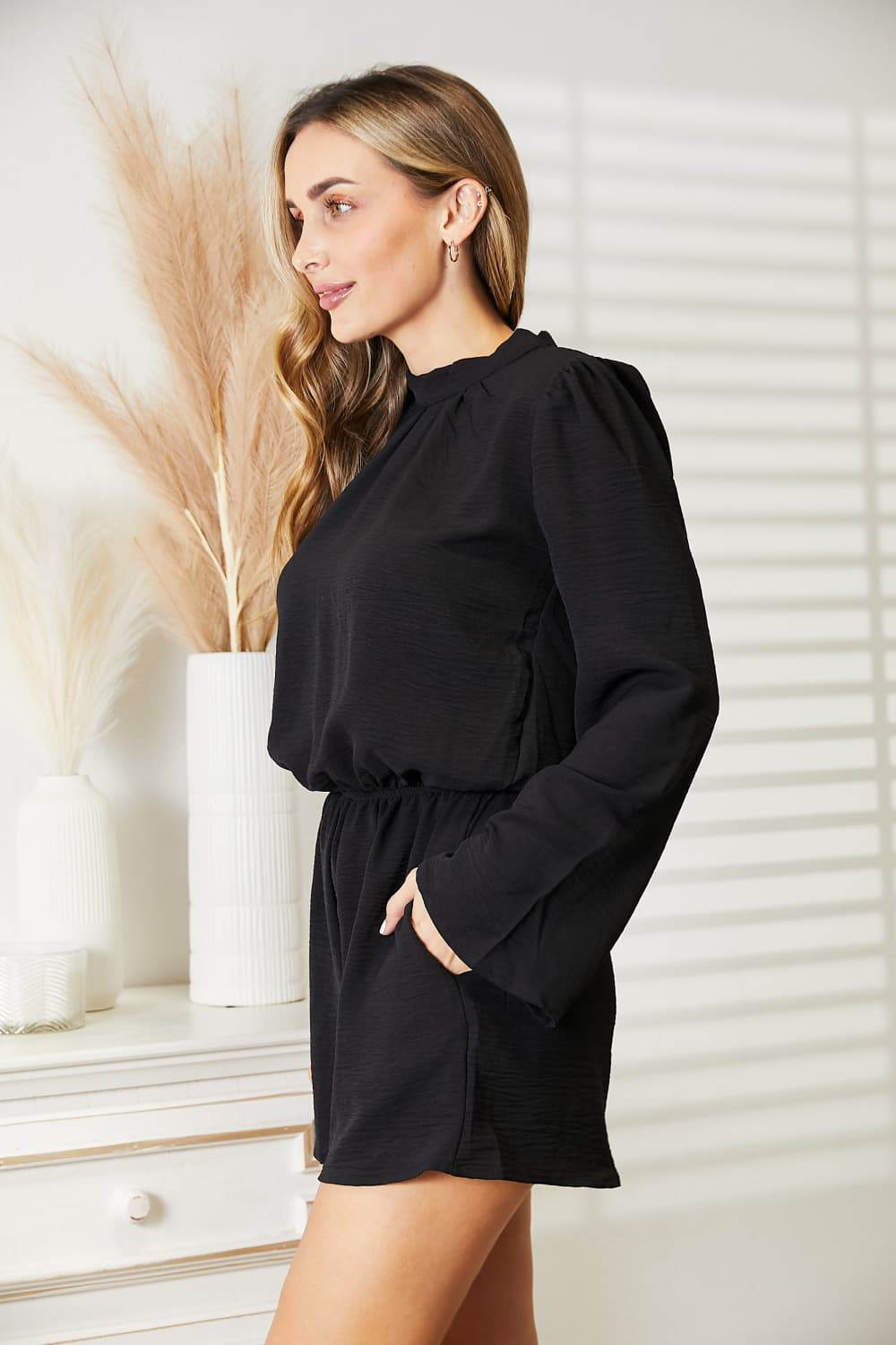 Culture Code Full Size Open Back Romper with Pockets - IntuitiveEncBoutique