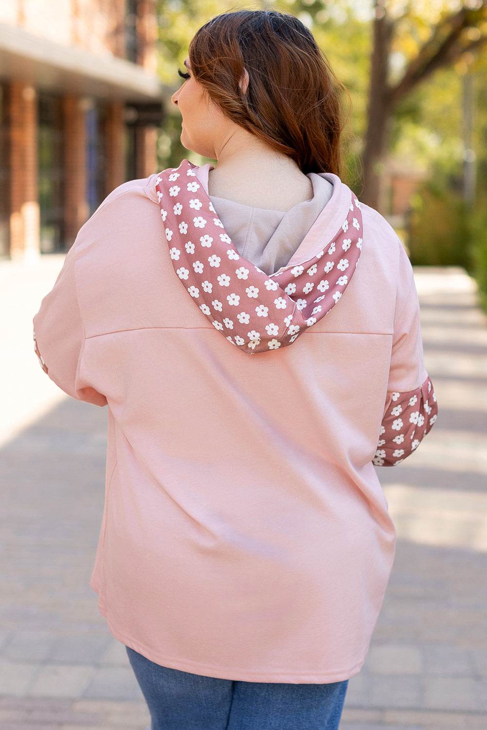 Delicacy Star Patch Graphic Floral Color Block Drawstring Plus Size Hoodie - IntuitiveEncBoutique