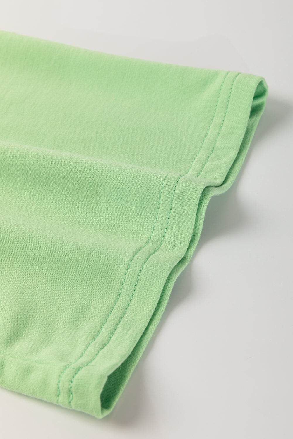 Meadow Mist Green Plus Size V Neck Drop Shoulder Tee Loose Shorts 2pcs Outfit - IntuitiveEncBoutique