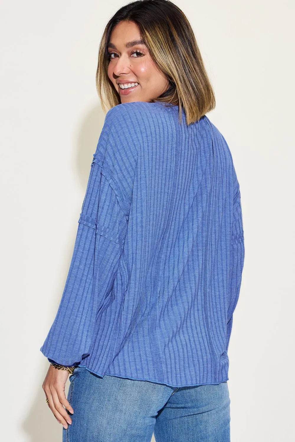 Basic Bae Full Size Ribbed Round Neck Long Sleeve T-Shirt - IntuitiveEncBoutique