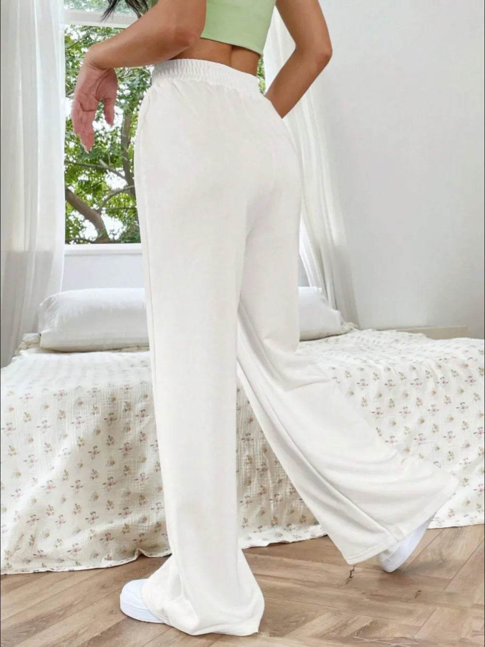 Elastic Waist Wide Leg Pants - IntuitiveEncBoutique