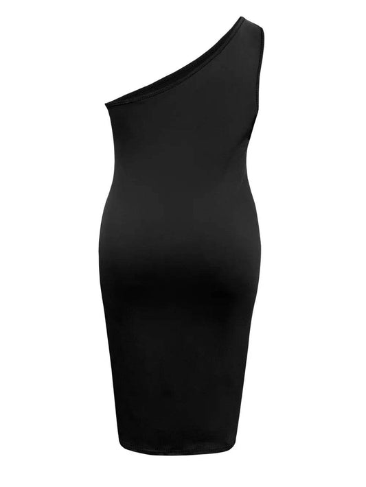 Plus Size Twisted One Shoulder Sleeveless Midi Dress - IntuitiveEncBoutique