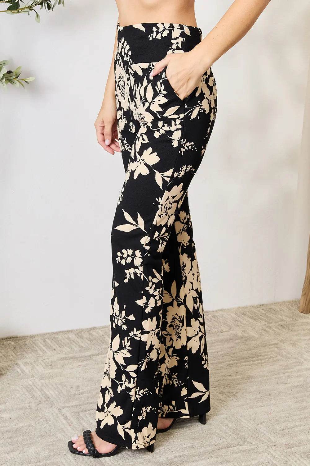 Heimish Full Size High Waist Floral Flare Pants - IntuitiveEncBoutique