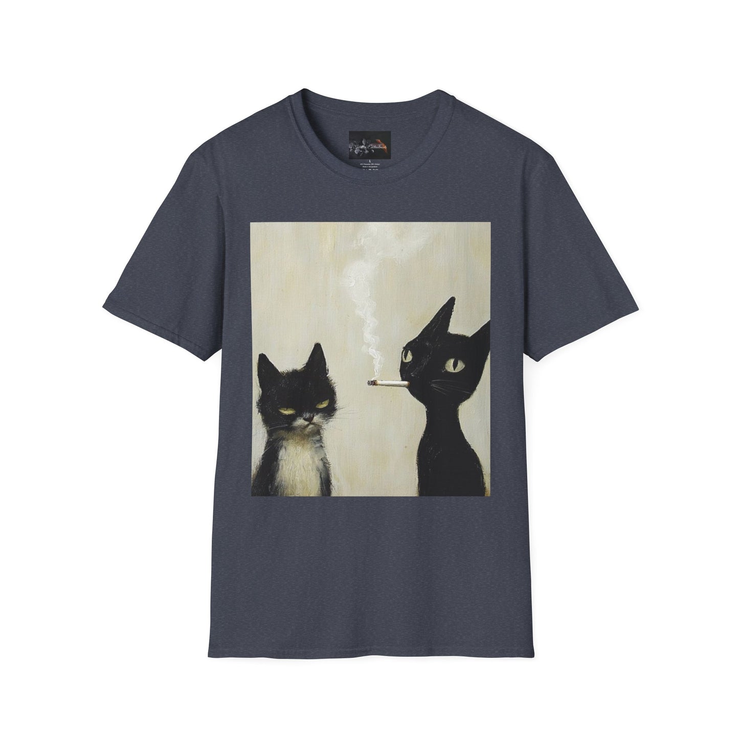 Cool Cat Art Unisex Softstyle T-Shirt, Vintage Cat Illustration, Perfect Gift for Cat Lovers, Casual Streetwear, Unique Pet Tee